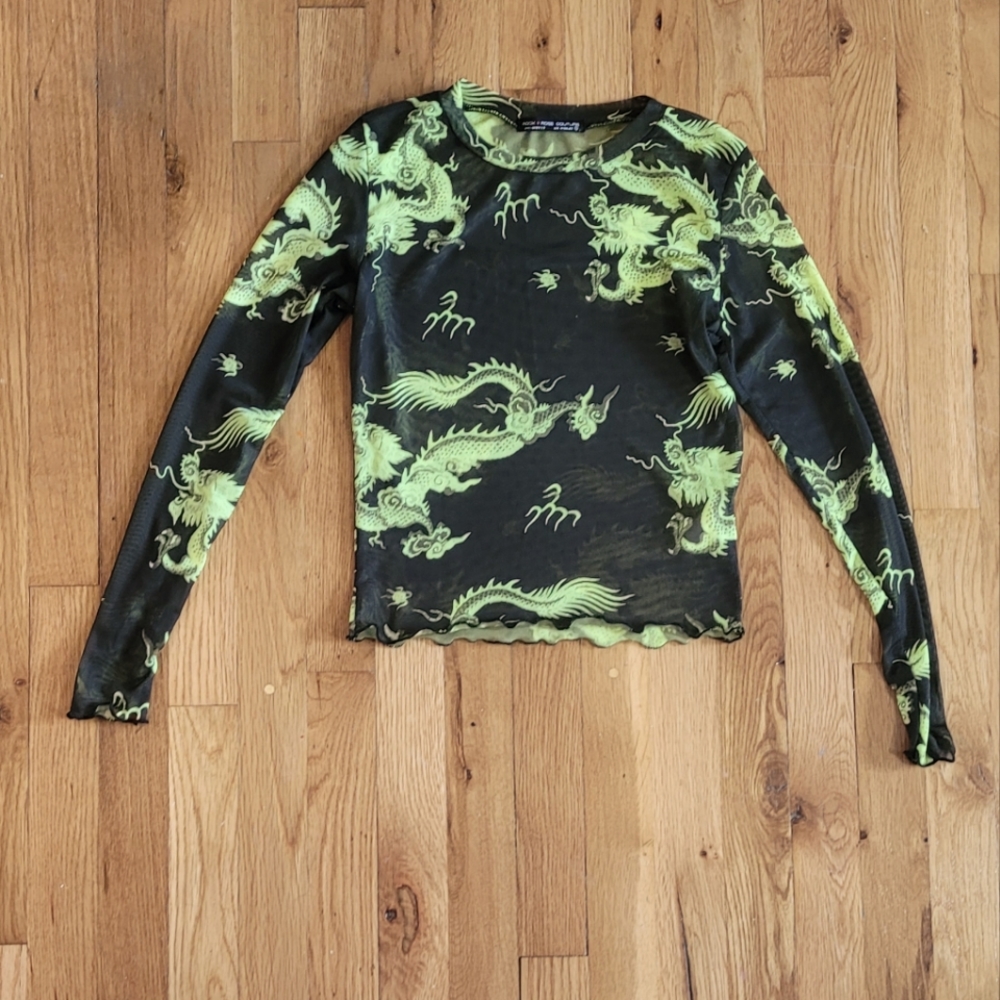Rock Rose Couture Sheer Dragon Top